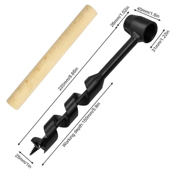 Håndbor - AIMOONSA - Spiralbor - Kulstofstål - 160 mm - Sort