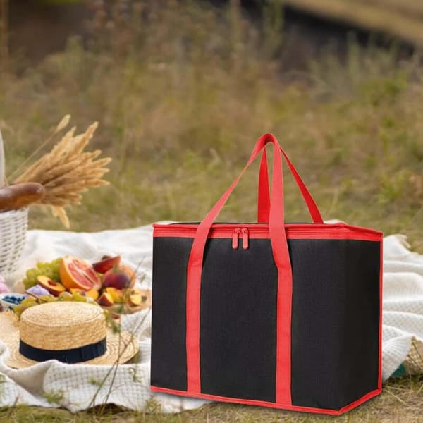 Large Foldable Cooler Bag, Reusable Cooler Bag with Longer Handle and Reinforced Bottom.