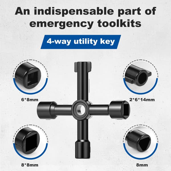 Adjustable Carbon Steel T-Handle Water Meter Key Shut-Off Tool Utility Wrench for Meter Valve Access Yellow