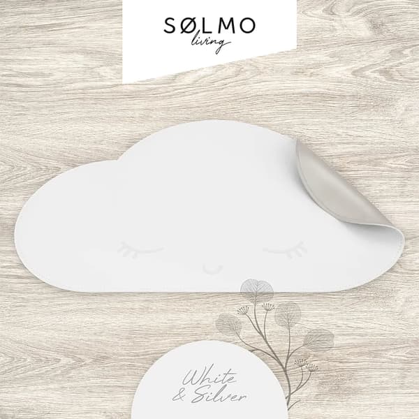 sølmo \"Cloud\" barnunderlägg av konstläder, tvättbar vit/silver