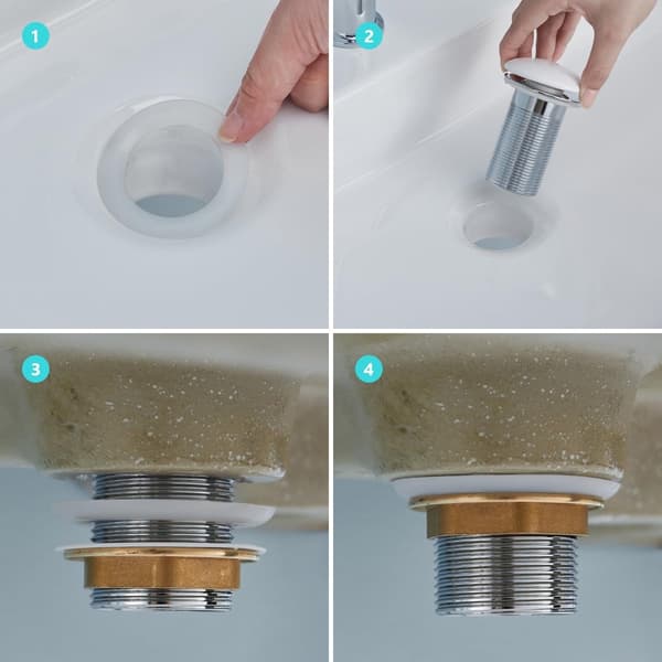 Sink Overflow Protector, Pop-Up Drain with Ceramic Cover, Universal Drain for Sinks and Toilets G1 1/4\", White_yu