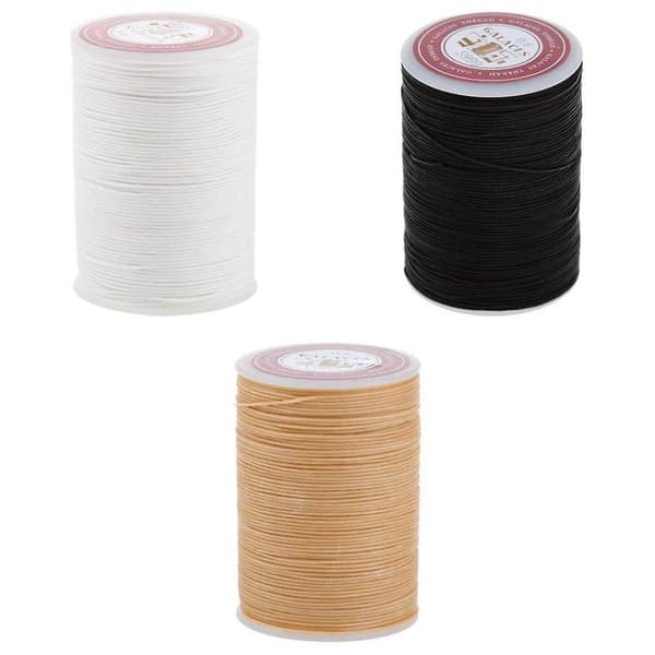 3 Rolls (85m) White Black and Beige Waxed Thread for Bracelets / Necklaces 0.6mm