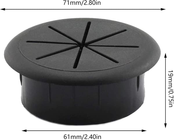 4 st Kabelgenomföring 60 mm ABS Flexibel Svart för Hem Kontor Studie