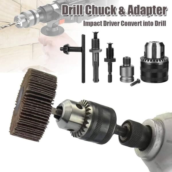 Universal 1.5-13mm Drill Chuck Adapter - SDS Plus/Air Conversion Kit with 1/2\" Female Square - Compatible with Hammer Drills and Impact Tools
