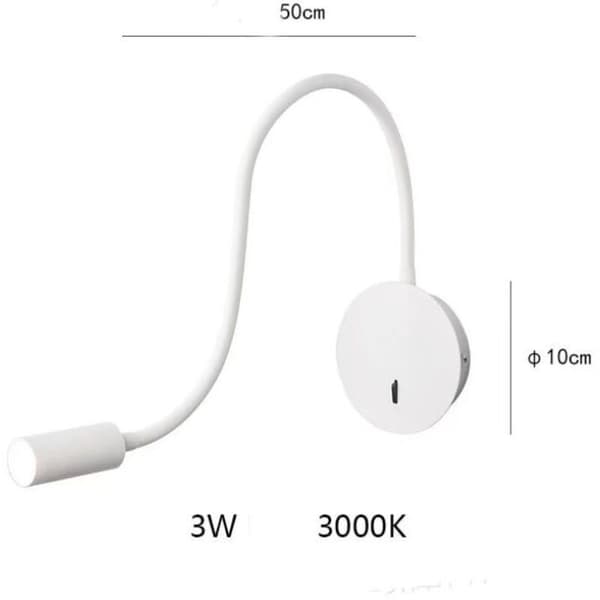 Vegglampe Leselampe 3W LED 3000K Svanhalslampe Hvit
