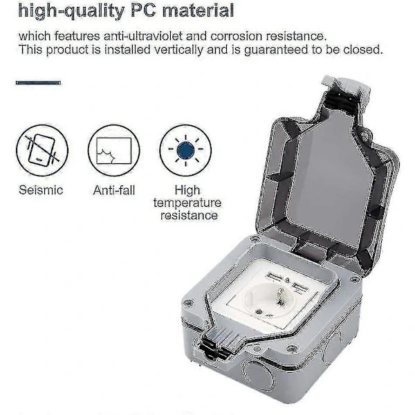 Garden Socket Outdoor Socket IP66 Waterproof USB Socket Wall Mounted Socket