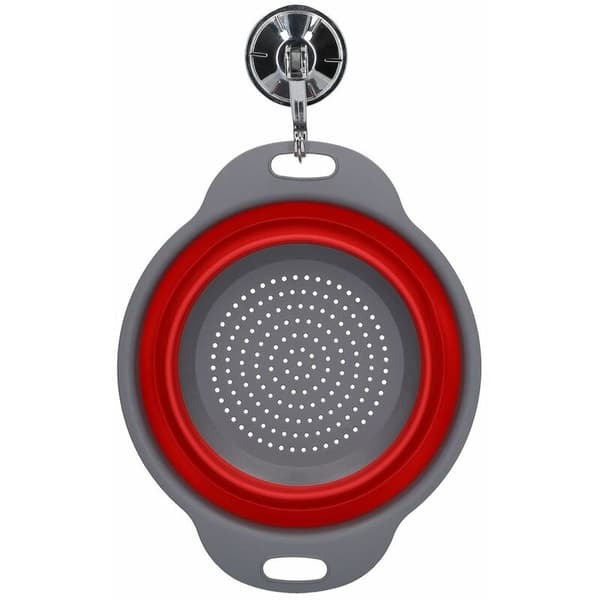 Sammenleggbart dørslag, rundt dørslag med 24 cm diameter, rød/grå