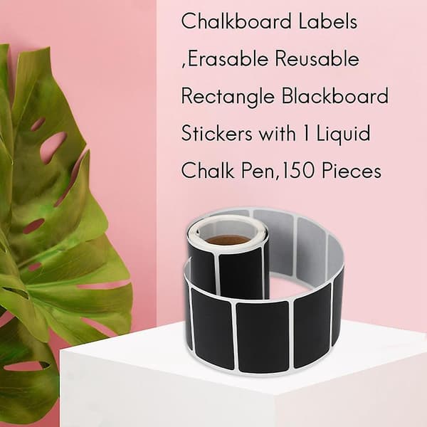 Chalkboard Labels, Erasable Reusable Rectangle Blackboard Stickers With 1 Liquid Chalk Pen, 150 Pcs