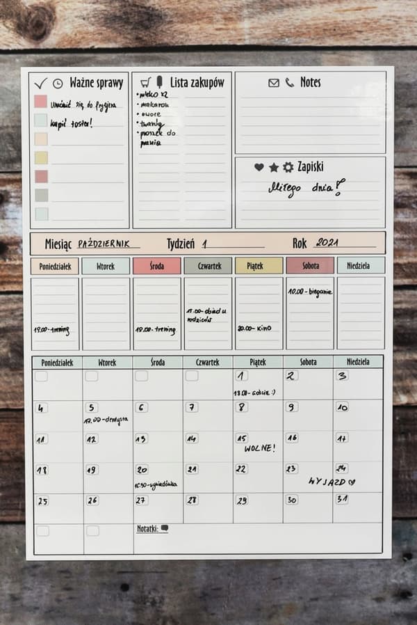 XXL kalender Magnetisk whiteboard til køleskab + tusch Kalender