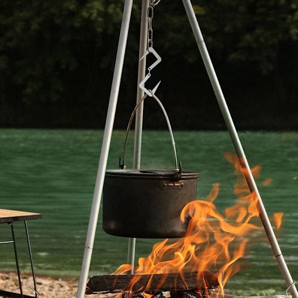 4 stk. S-kroge i aluminium, sølv, til udendørs brug og camping