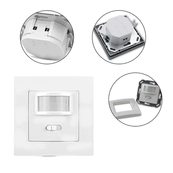Innfelt bevegelsessensor Infrarød PIR-sensorbryter 140 Hvit 110-240V LED