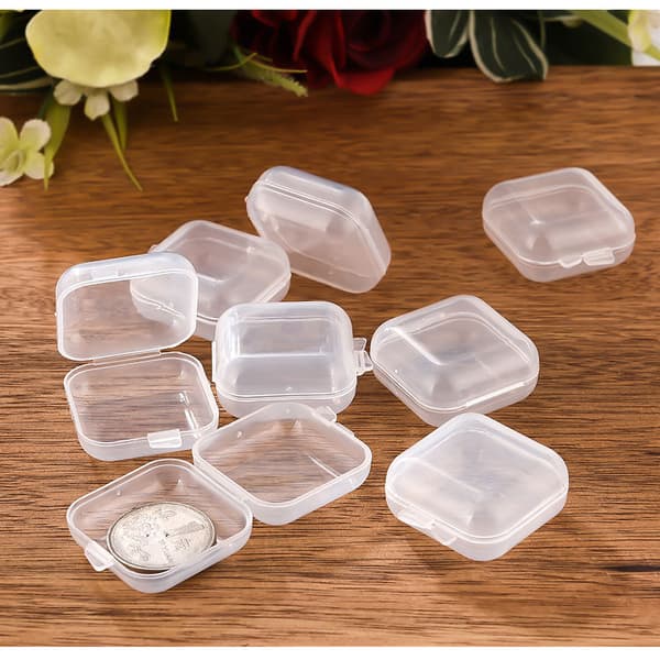 Small Clear Box Transparent Sturdy Durable PP Glossy Surface Wide Use Bead Box for Jewelry Pills Earplugs 0.1 0.1