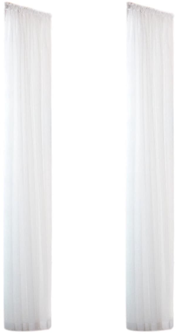 2 paneler hvite voile-gardiner 190 cm for soverom og stue