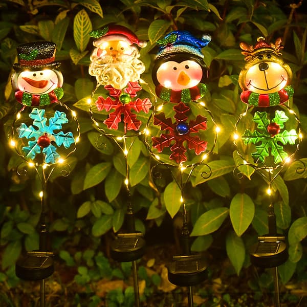 Solar julelys med LED-snømann, plug-in-lys for utendørs bruk, hageplenpynt