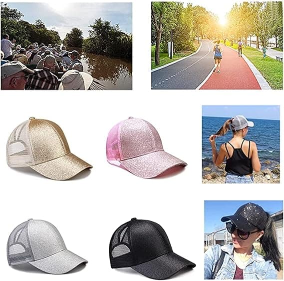 Champagneglitter hestehale-meshcaps justerbar Champagne