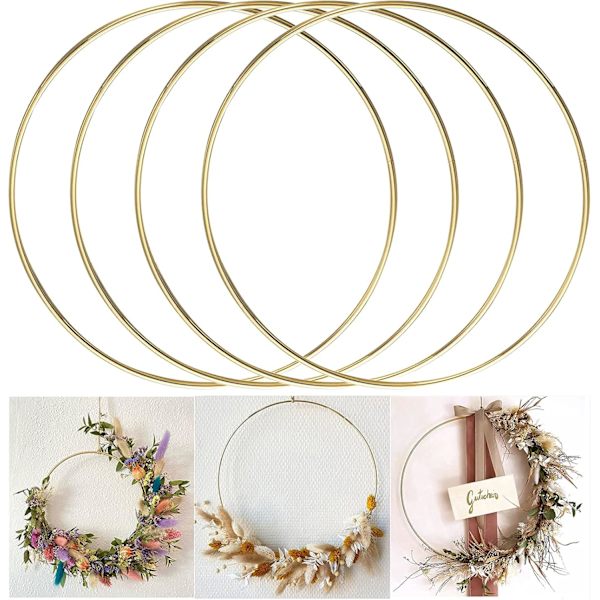 Metalringe 30cm 4-pak Guld Drømmefanger Macrame Ring til Drøm