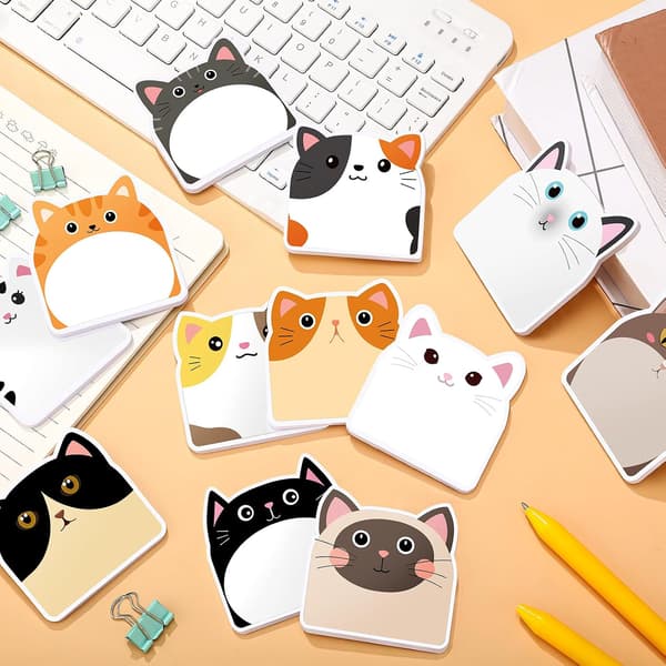 24-delt Kawaii Post-it-sæt - Søde dyreformer - 720 ark - Skoleartikler - Kat