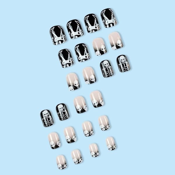 Halloween Skull False Nails 24pcs ABS Short Length