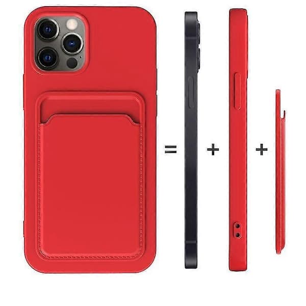Mobilskal för iPhone 12 Pro TPU + Flanellfoder Stöttåligt Skal med Kortfack (vit)