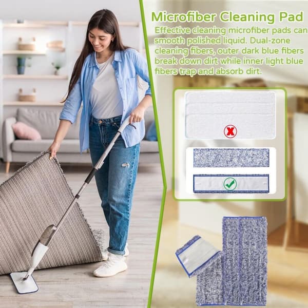 Sæt med 3 vaskbare genanvendelige mikrofiber-moppepuder 18 tommer til Bona