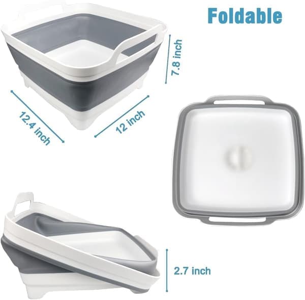 Space-saving foldable sink - multifunctional sink for dishes, fruits and vegetables - 8.5 L with drain hole