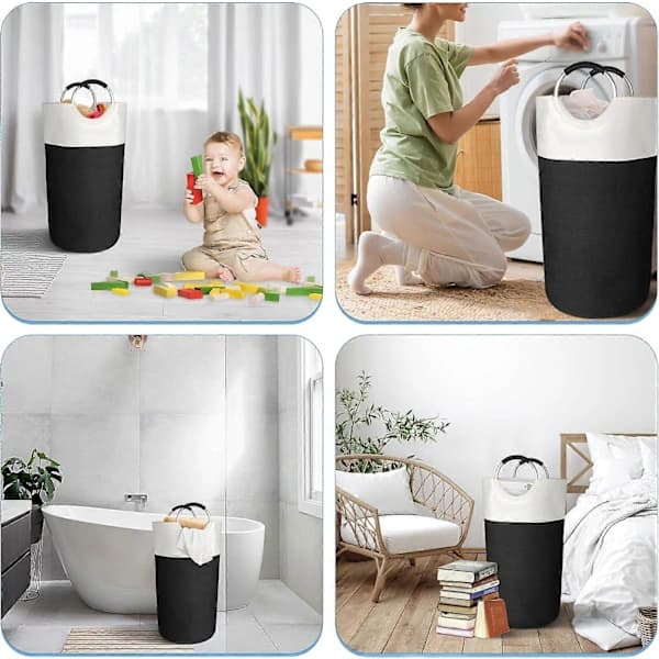 Large Waterproof Foldable Laundry Basket with Handles, Laundry Hampers for Laundry Room, Bedroom, Bathroom