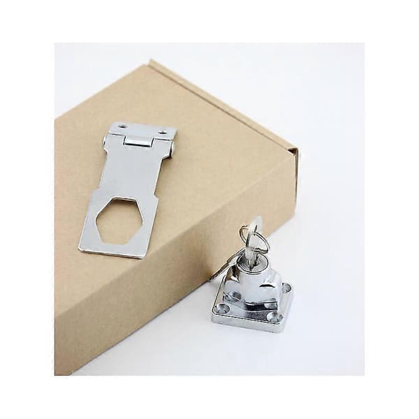 Door Latch with Keyed Security Lock for Drawer, Fits Shed Doors, 2.5 Inch Bright Chrome