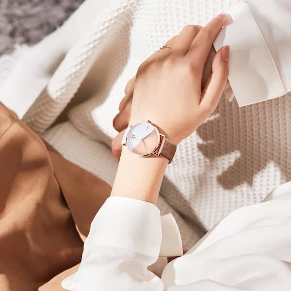 Damklocka äkta läder 38 mm elegant minimalistisk