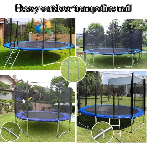 8-pack galvaniserade tältpinnar med J-krok, 30 cm markfästen i stål för trampolin