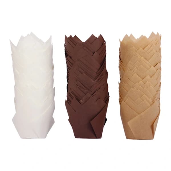 Muffinsforme 150 stk. Tulip Bagepapir Tulip Muffins Bageform Papirforme Hvid og Brun Ko-hud, A