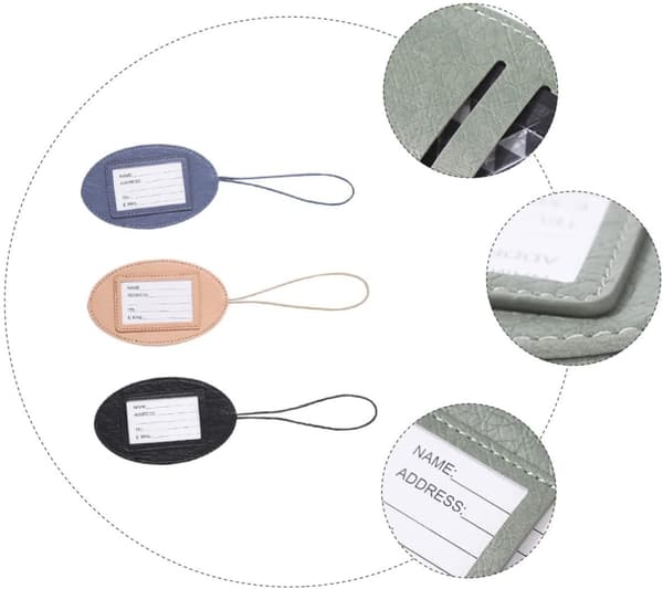 Bagageetikett 3-pack PU-läder Korthållare Reseetikett