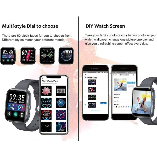 Smart Watch(ta emot/ringa samtal) 1,54'' Full Touch Screen Fitness Tracker med liv Vattentät puls/blodtryck/syre stegräknare Sleep Tra