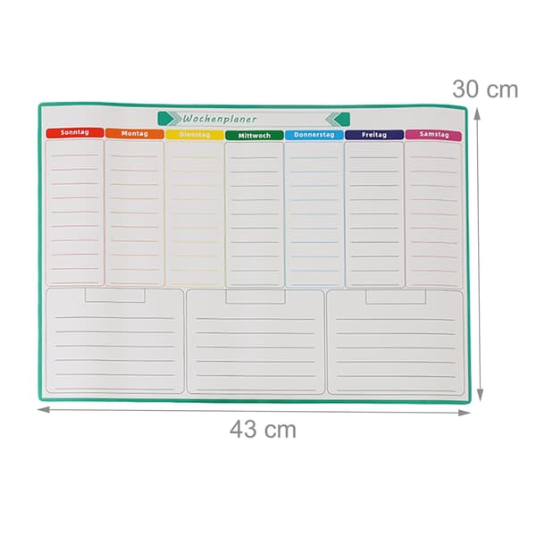 Magnetisk A3-ukekalender med 7 tusjer, avtørkbar