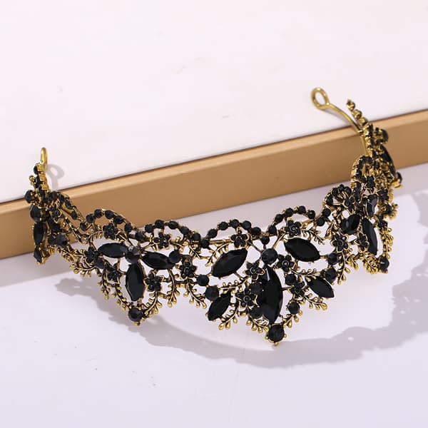 Svart Tiara for Kvinner Gullkrone for Jenter Bryllup
