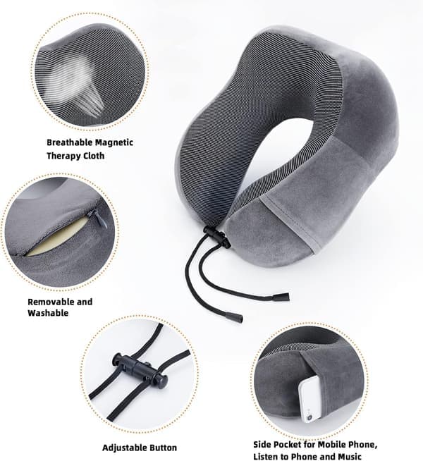Resekudde Nackkudde Memory Foam U-formad Grå Grey
