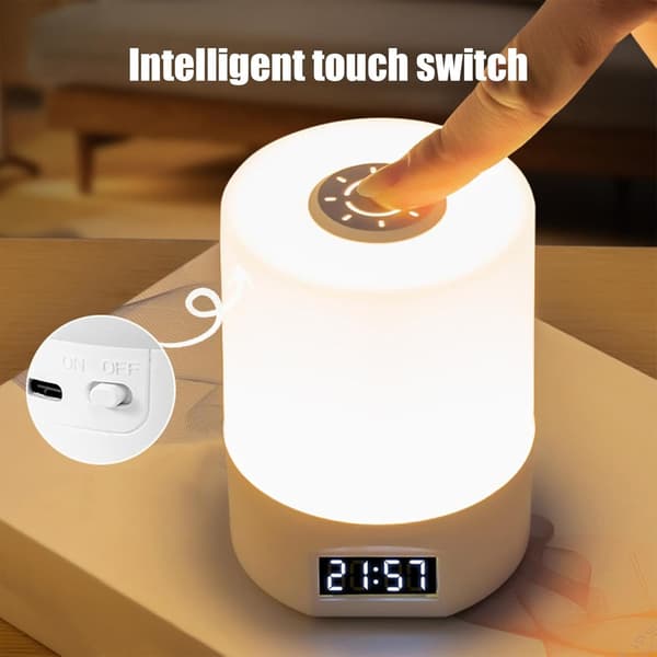LED-lampe, oppladbar, trefargeskiftende, hvit