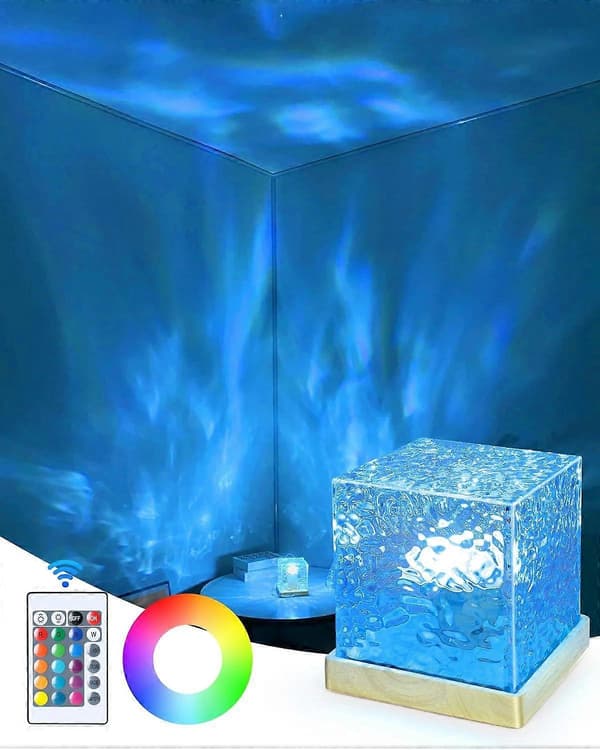 Cube Lamp, Corded Northern Lights Cube Ocean Wave Projector Light Aurora Glow