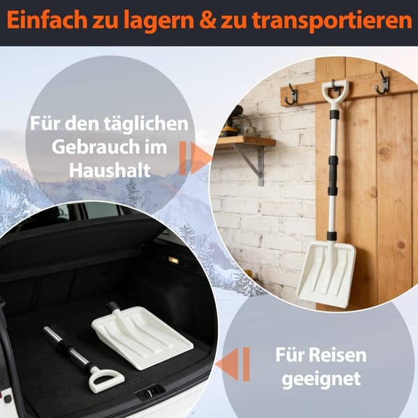 Snøskuffe 26 cm bred, ergonomisk aluminiumshåndtak