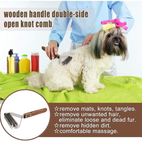 Coat King dobbeltsidig underullskam for hund 17+9 tenner rustfritt stål