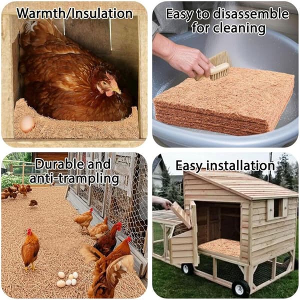 10-pack Kokosnötsmulchskivor 30x30 cm för Växter och Hönshus, Värpreden, Foder
