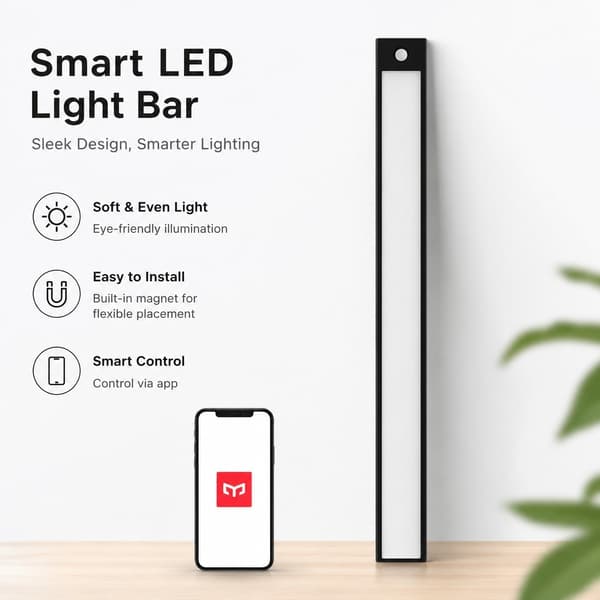 Motion Sensor Wardrobe Light, 40cm, 4000K, Black, Automatic LED Night Light for Wardrobe