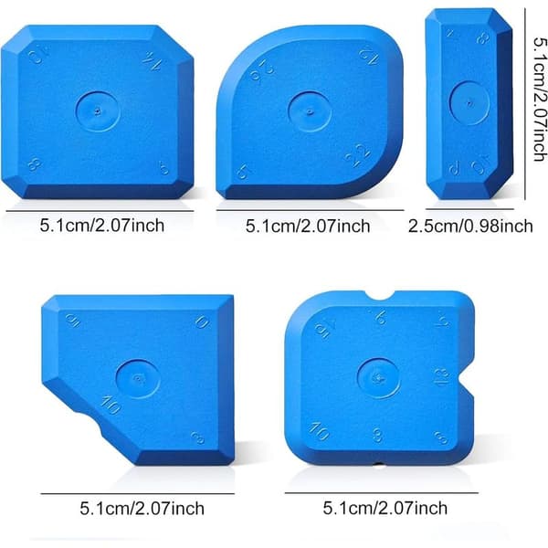Set of 5 blue silicone caulking tools for kitchen and bathroom joints - Multi-angle silicone applicator