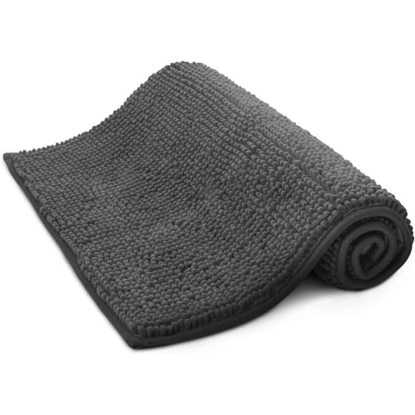 Microfiber Bathroom Mat Non-Slip Soft Comfortable Water Absorbent Quick Dry Machine Washable Hygienic Bathroom Mat Grey