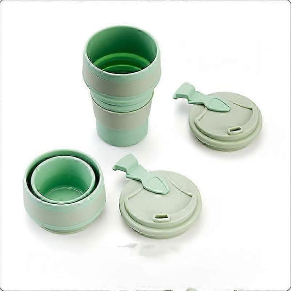 Hopfällbar Campingmugg med Sugrör, Silikon, 450 ml, Grön
