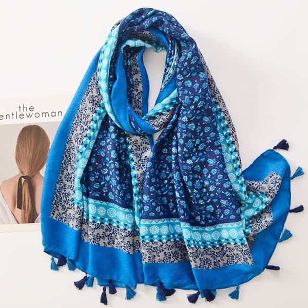 Boho Skjerf Dame Lett Vekt Blomstertrykk Skjerf Mote