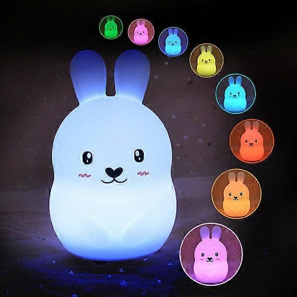 Rabbit RGB Night Light, 18cm White, Multicolor Adjustable Brightness