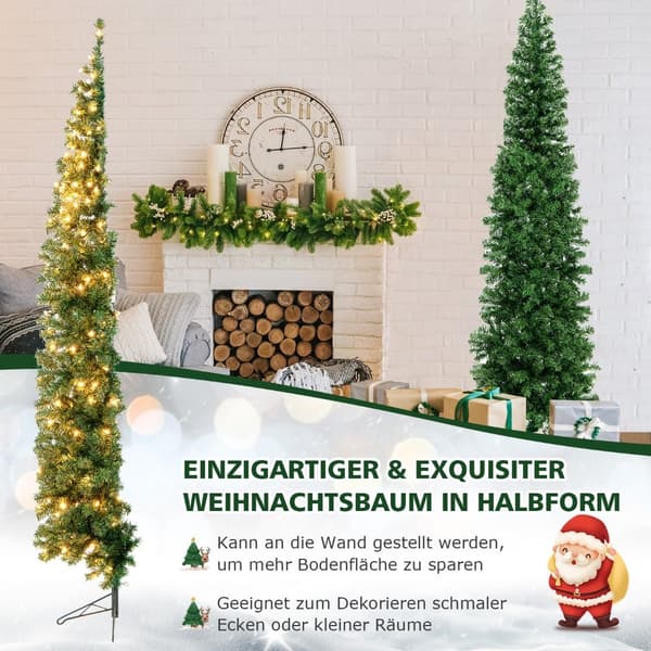 210 cm halv juletre med 150 LED-lys