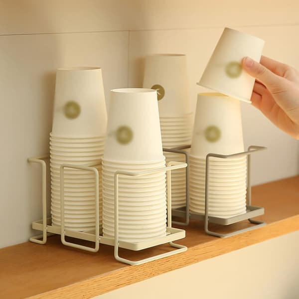 Papirkoppholder Koppholder Jernkunst Koppoppbevaringsstativ Husholdnings Kaffekoppholder (Hvit)
