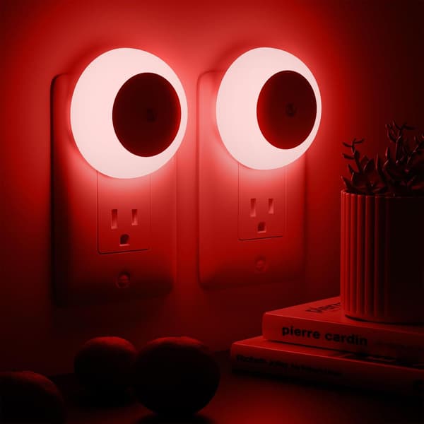Night light with dusk sensor, red LED for bedroom, bathroom, hallway, kitchen, nursery, adults-FY-