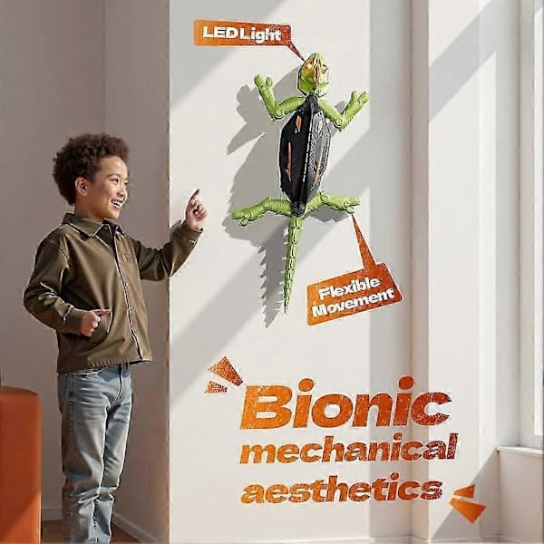 Wall Climbing Gecko, Rechargeable Remote Control Robot Toy, Climbs on Walls, Wall